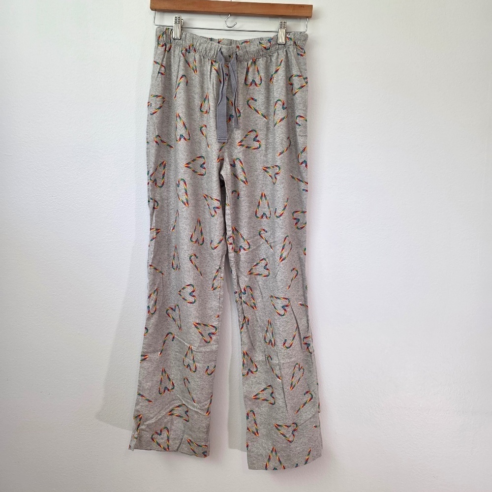 PINK Victoria's Secret Pajama Bottoms with Rainbow Heart Pattern - Small